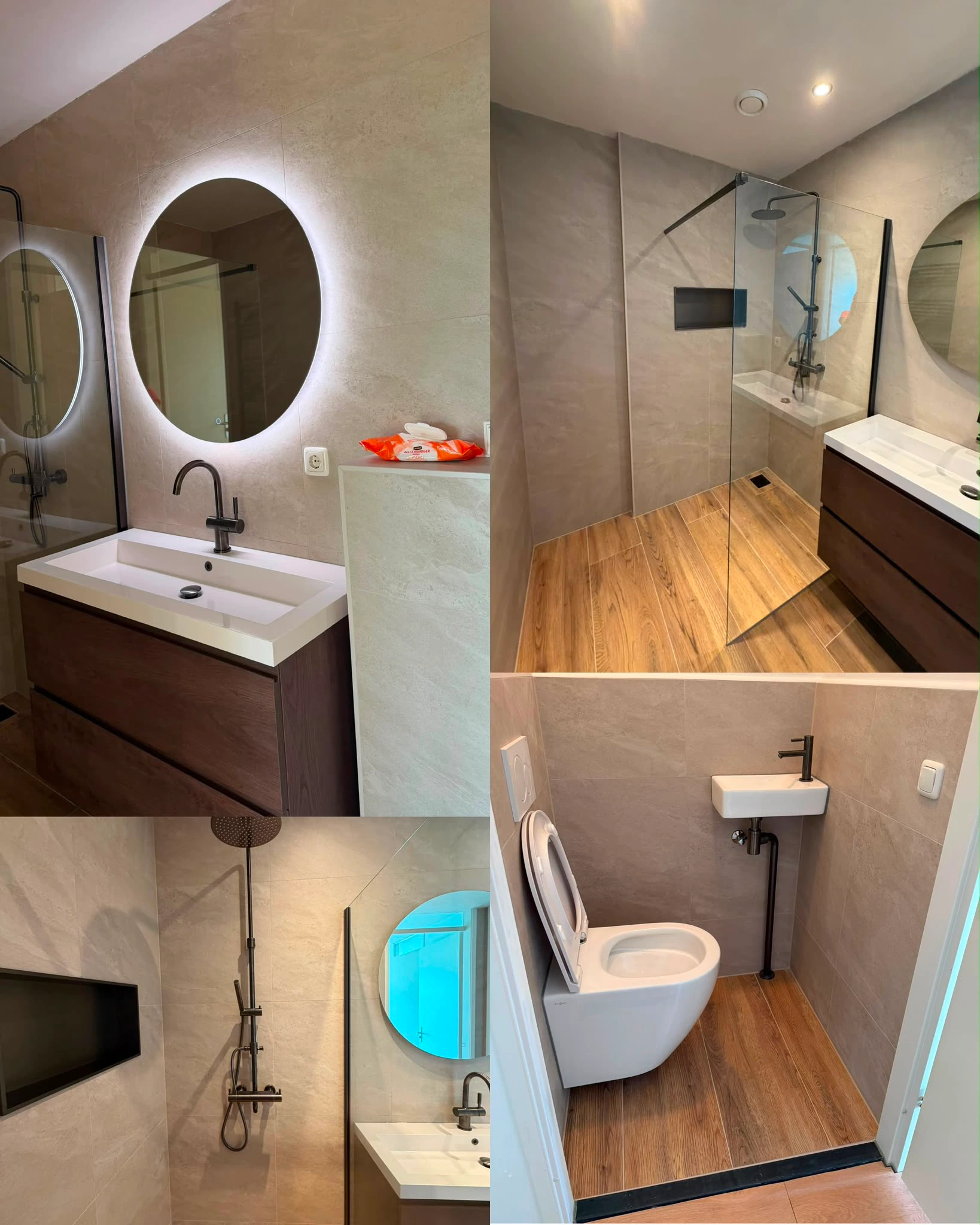 Badkamer & toilet · overzicht van de afwerking